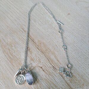 Kendra Scott Dira Silver Coin Charm Necklace in Slate Cat's Eye Glass